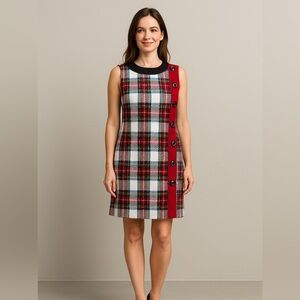 ✨ COSMOSAIC Wool-Blend Plaid Fully Lined Dress – Size 40 (Size 6-8)